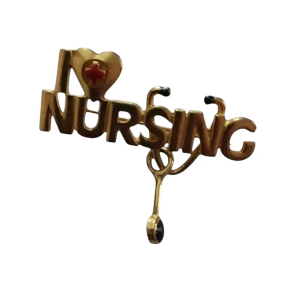 Nursing Pin Brooch Stethoscope RN LPN CNA Gold Tone - Picture 7 of 8
